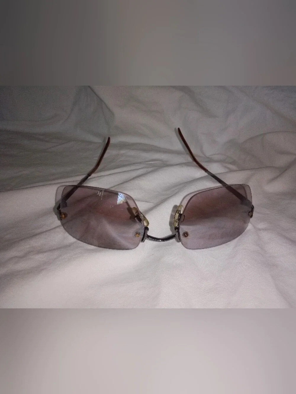 Designer Frameless Sunglasses Reflective Coating Brown Fade Lens